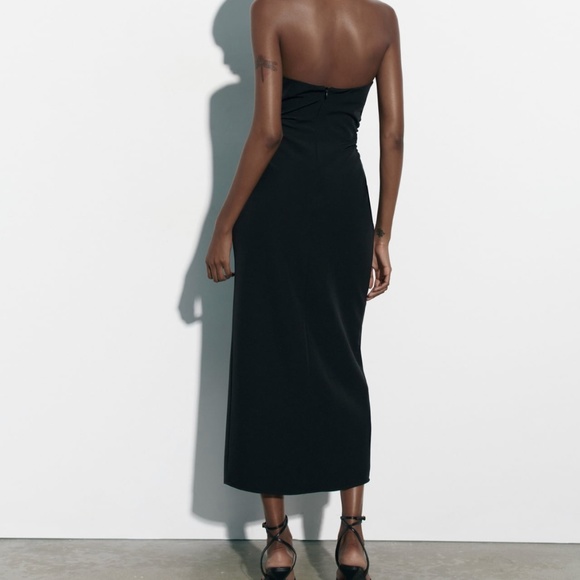 Zara limited edition strapless midi dress with slit - Picture 3 of 9